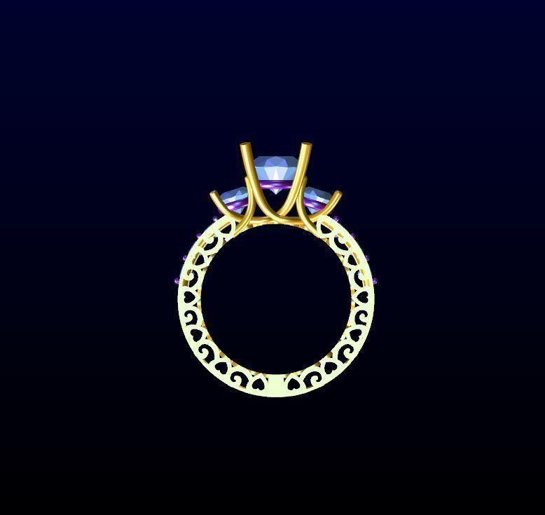 diamond gold ring with stones 3D print model_1