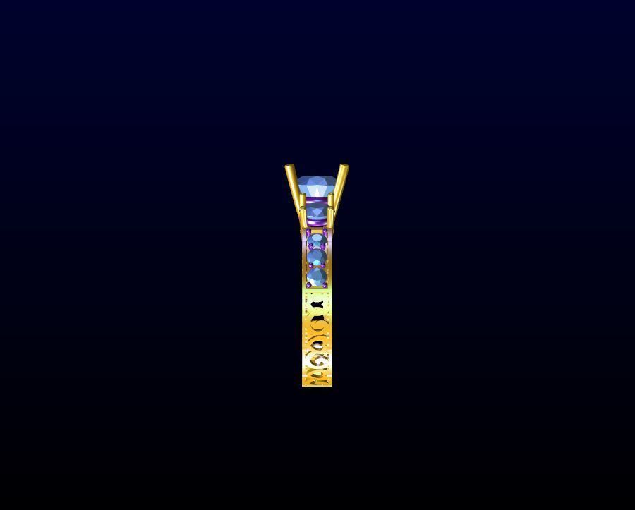 diamond gold ring with stones 3D print model_2