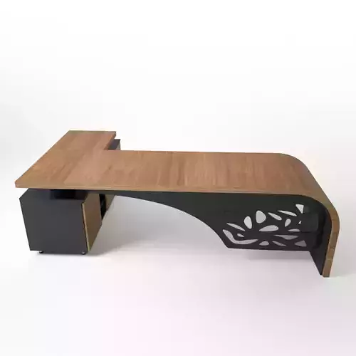 Table office desk with wood design Free 3D model