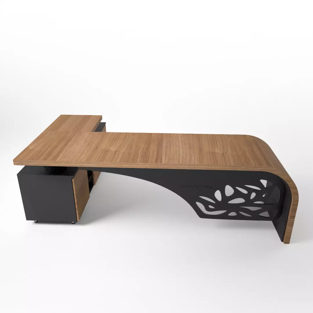 Table office desk with wood design Free 3D model