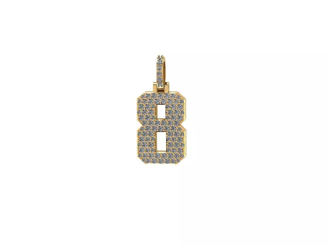 Custom Varsity Diamond Number Pendant 3D print model