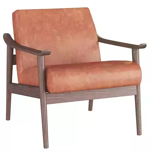 armchair orange leather chair with wooden legs