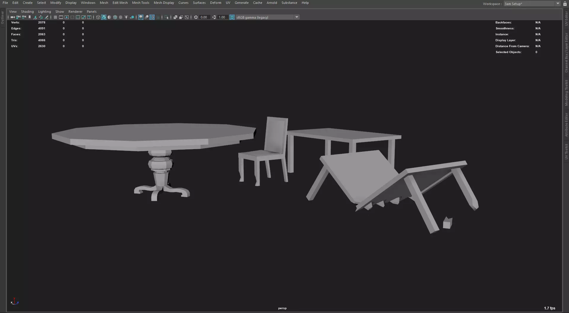 Old Broken Furniture Low-poly 3D model