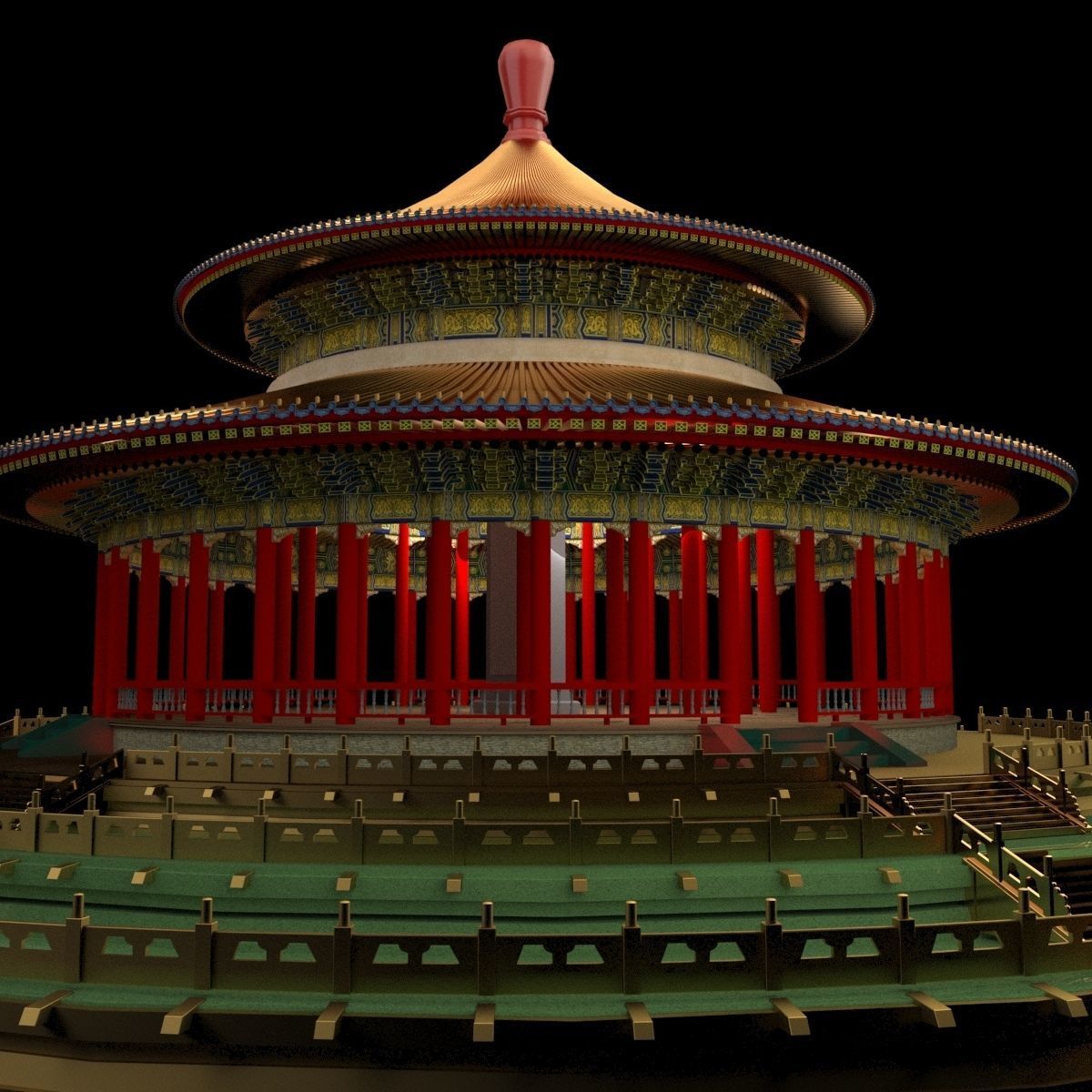 Chinese ancient pavilion   3D model_1