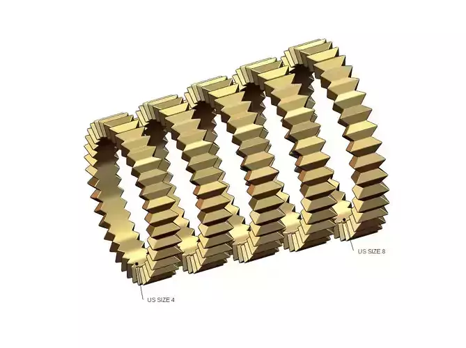 Geometric baguette stacker ring US sizes 4to8
