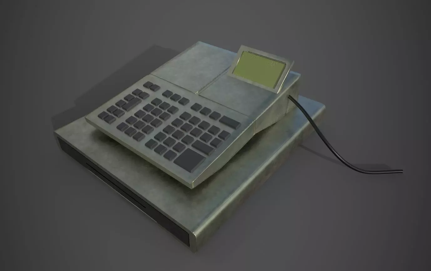 Cashier Cash box clean and With dirt Low-poly 3D model