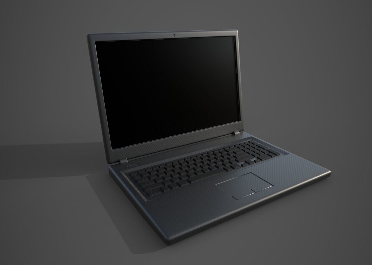 low poly laptop clean and with dirt Low-poly 3D model_1