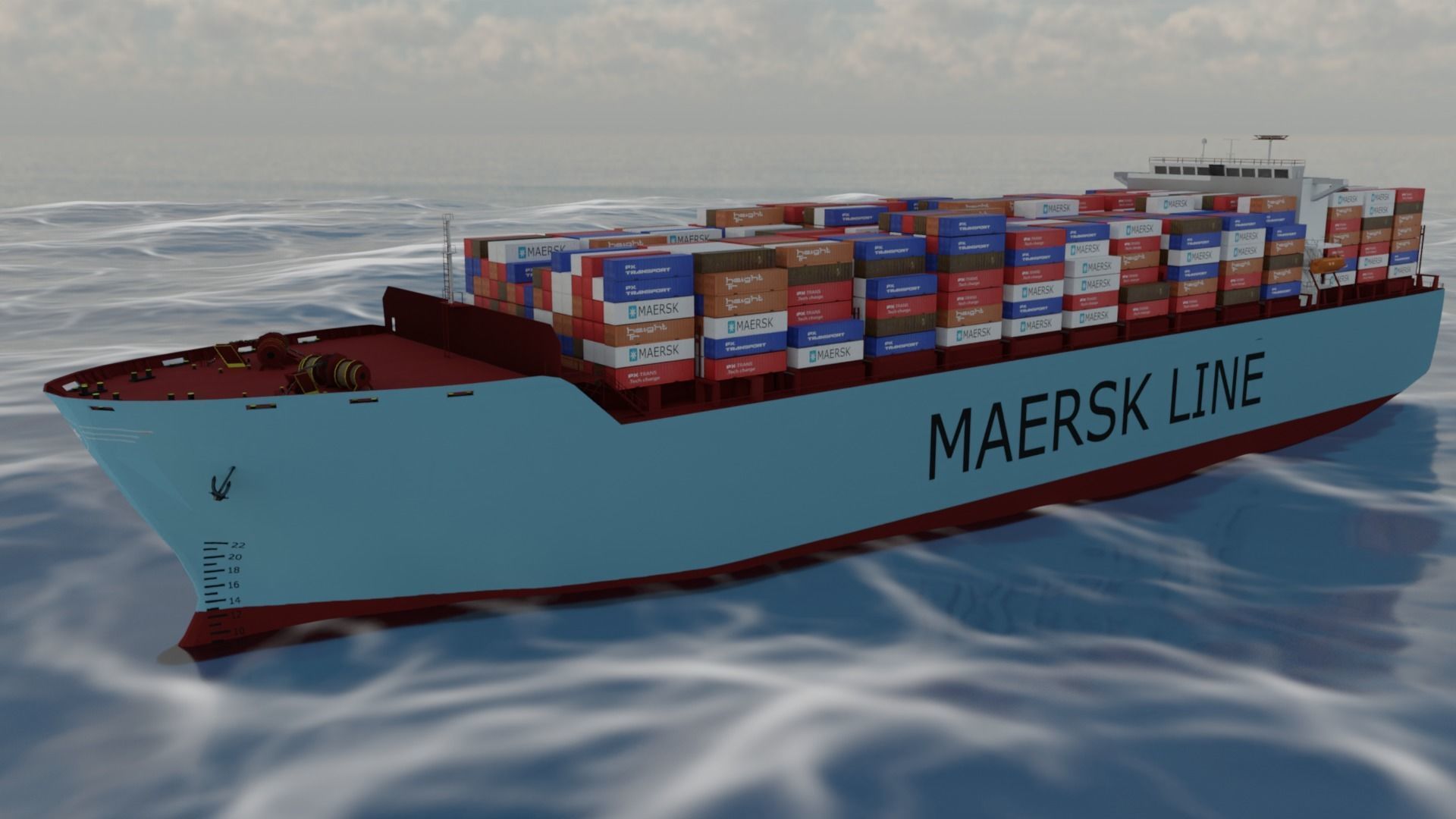 Container ship 3D model_9