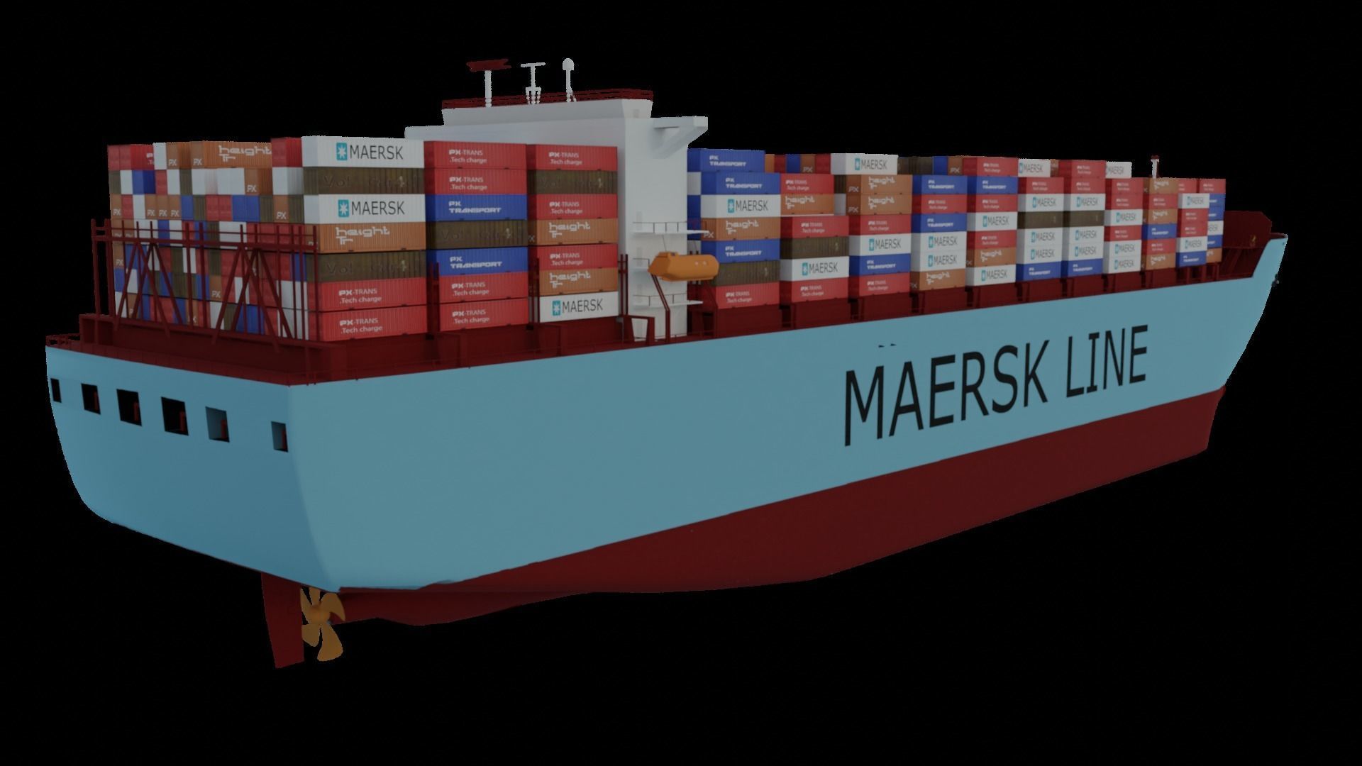 Container ship 3D model_3