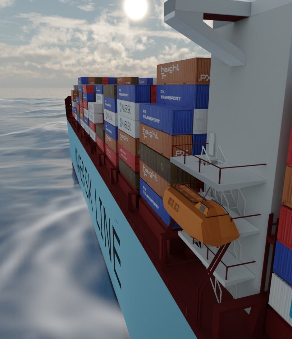 Container ship 3D model_10