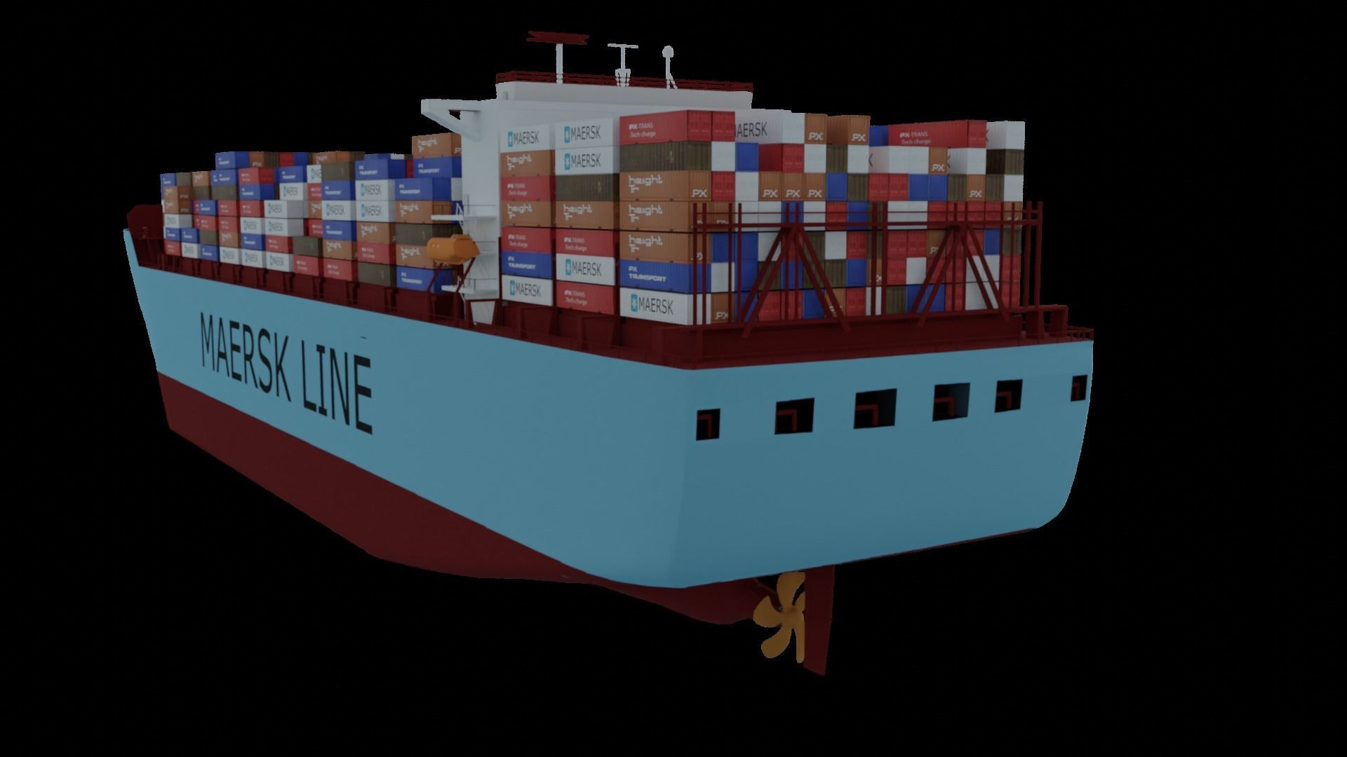 Container ship 3D model_2
