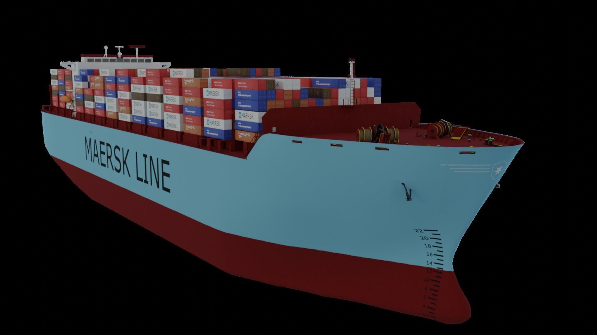 Container ship 3D model_4