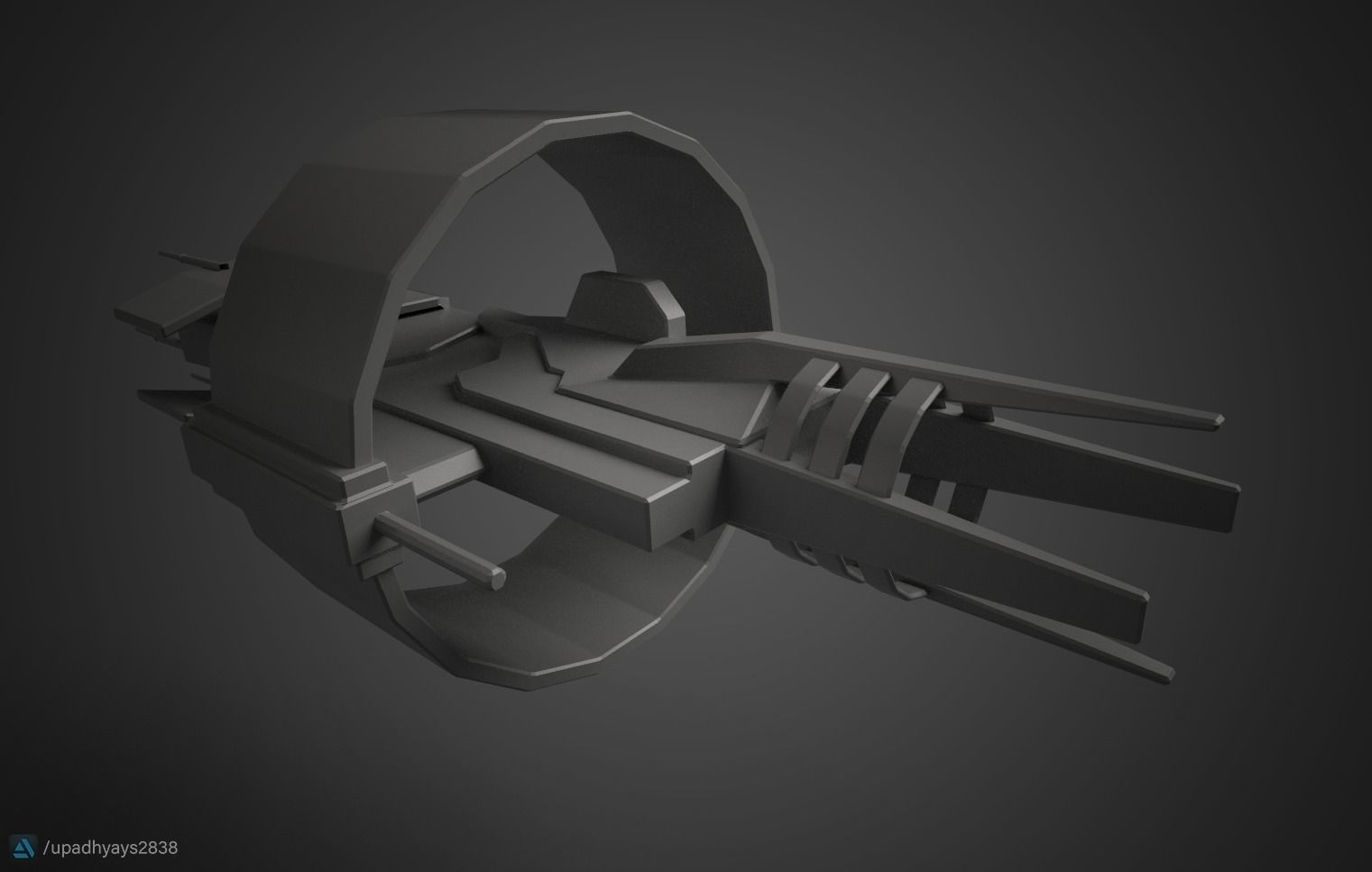 SciFi portal gun Low-poly 3D model_6