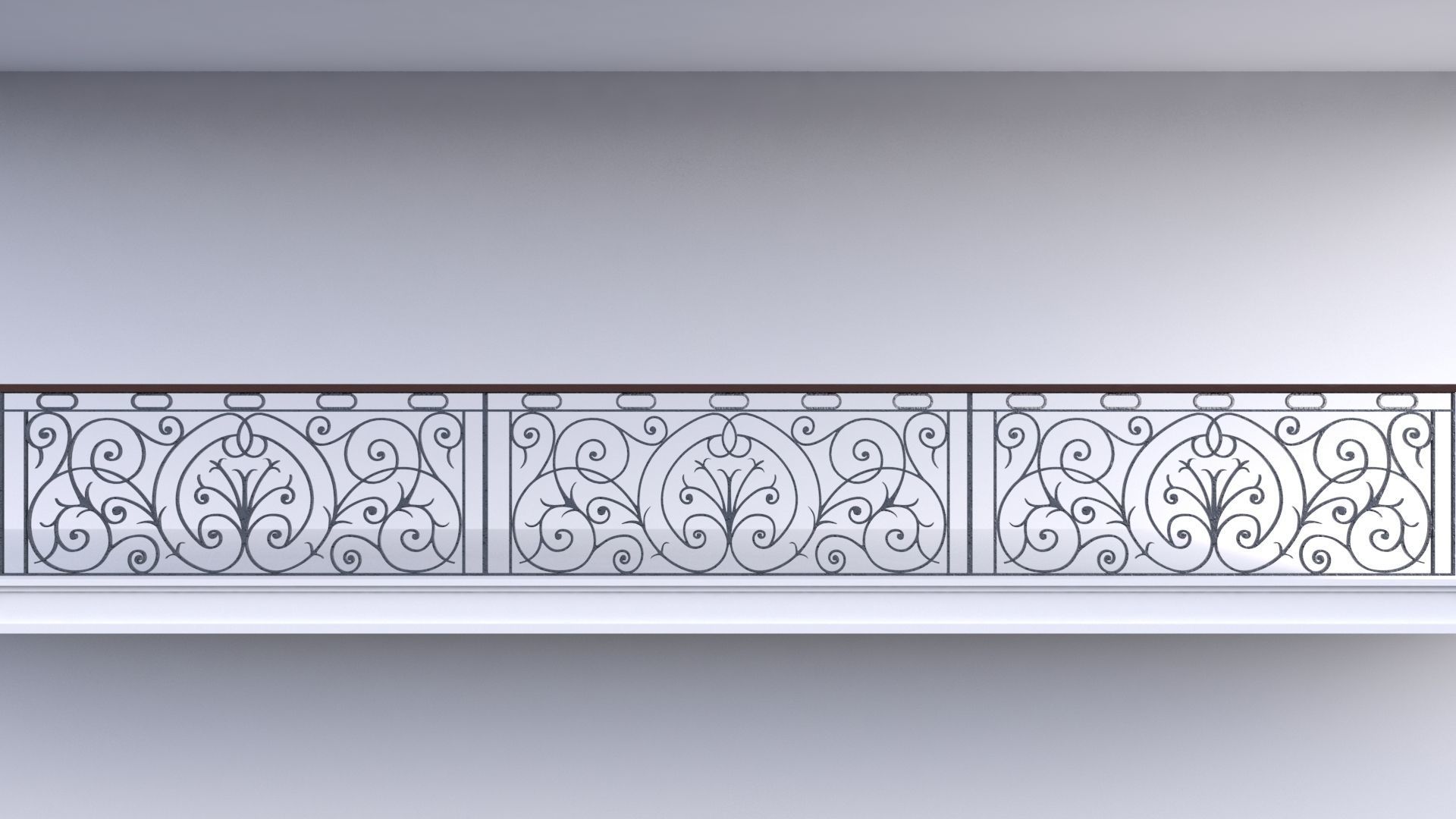 classic style metal wrought iron railing set 3D model_2