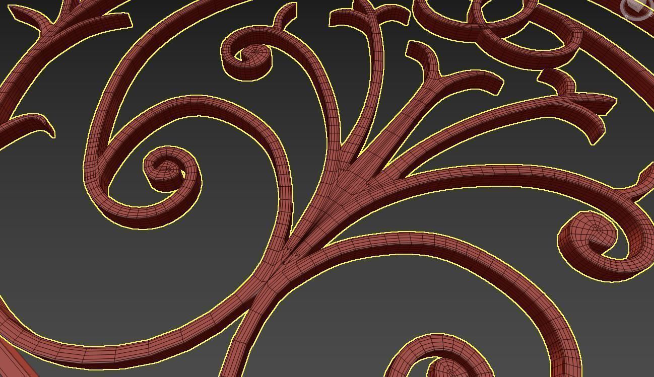 classic style metal wrought iron railing set 3D model_4