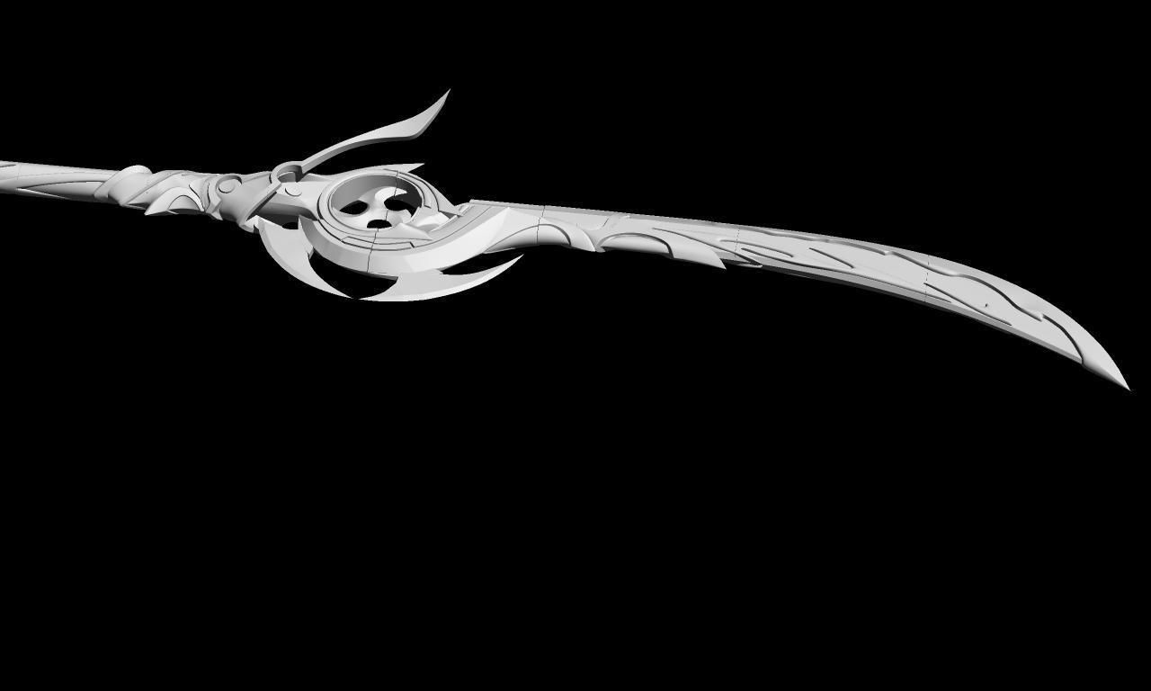 Genshin impact Engulfing Lightning Raiden shogun lance 3D print model_7