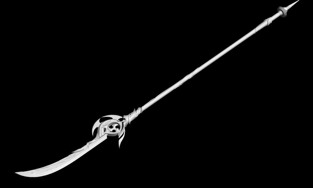 Genshin impact Engulfing Lightning Raiden shogun lance 3D print model_1