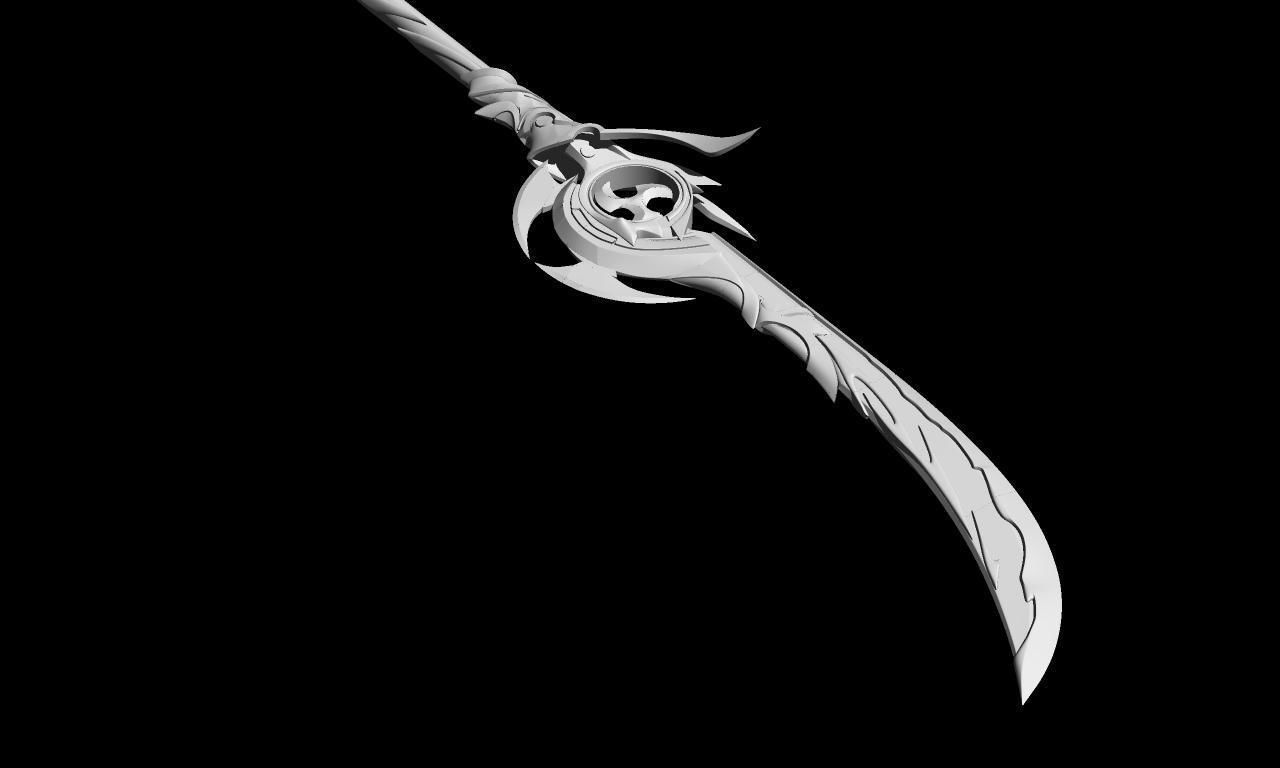 Genshin impact Engulfing Lightning Raiden shogun lance 3D print model_9