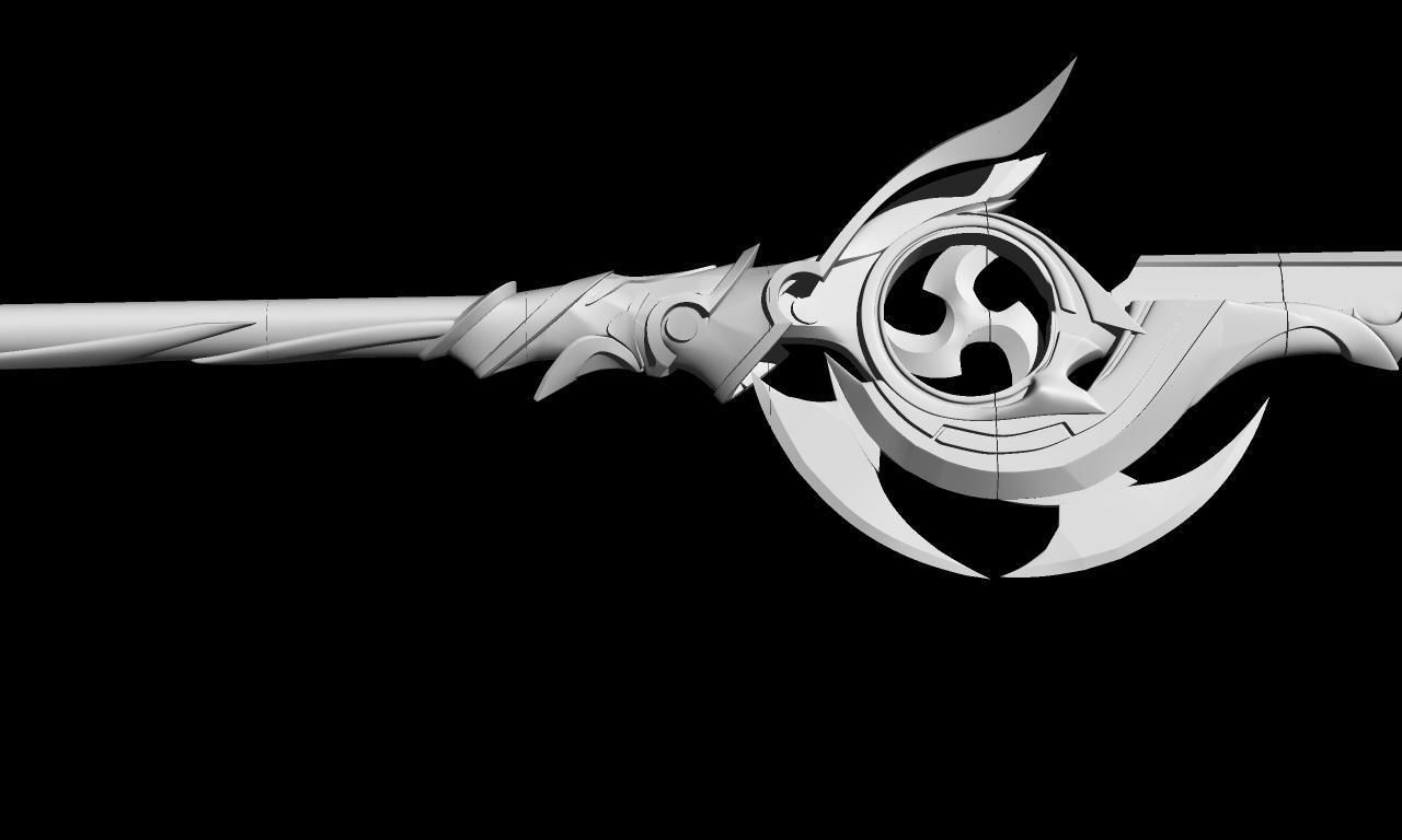 Genshin impact Engulfing Lightning Raiden shogun lance 3D print model_4
