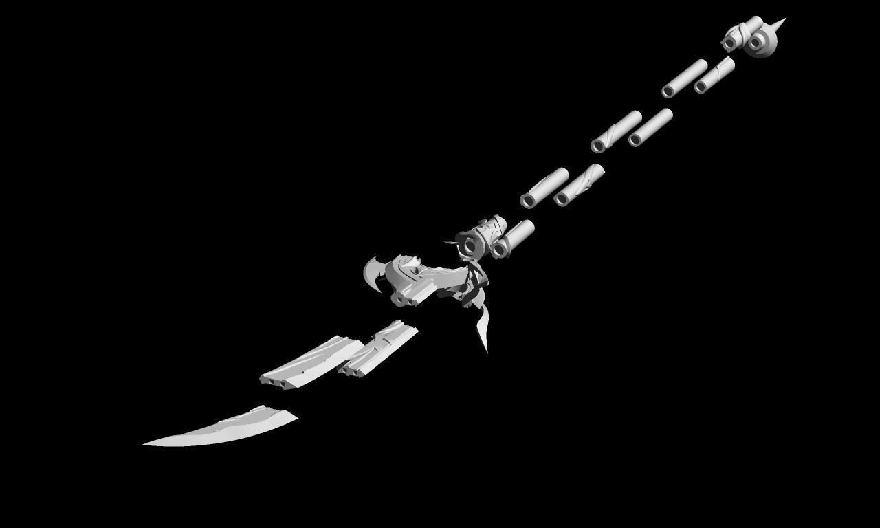 Genshin impact Engulfing Lightning Raiden shogun lance 3D print model_2