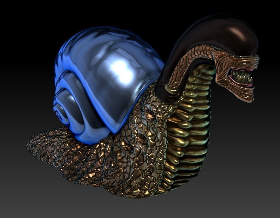 Snail Alien Garden Decor 3D print model_14
