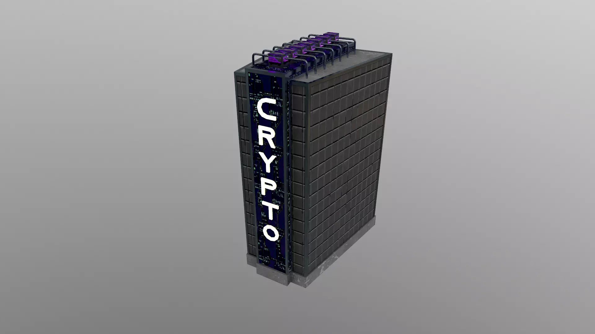 Cyberpunk City - Building 32- CRYPTO Building Low-poly 3D model