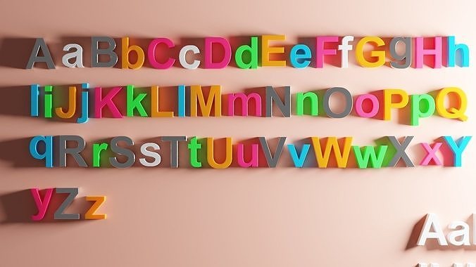 Alphabet letters for 3D printing - Arial type 3D print model