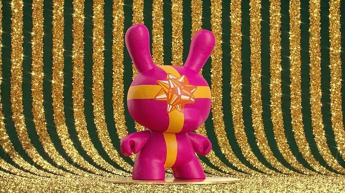 Kidrobot Pink Gift 12 inch Christmas Set Dunny 3D model