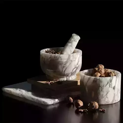 Kitchen set marble mortar and pestle