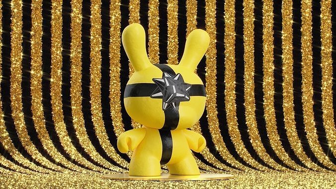 Kidrobot Yellow Gift 12 inch Christmas Set Dunny 3D model
