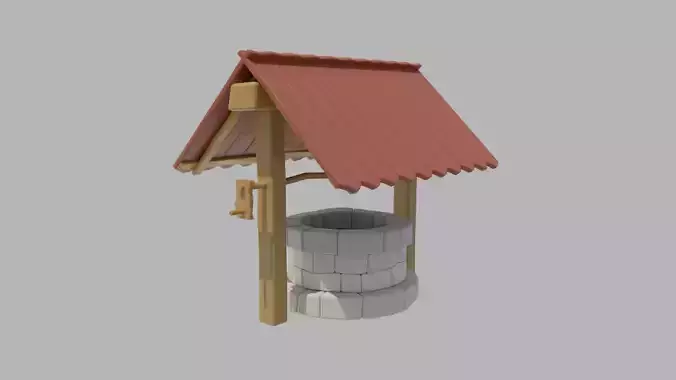 Low poly well medieval environment game