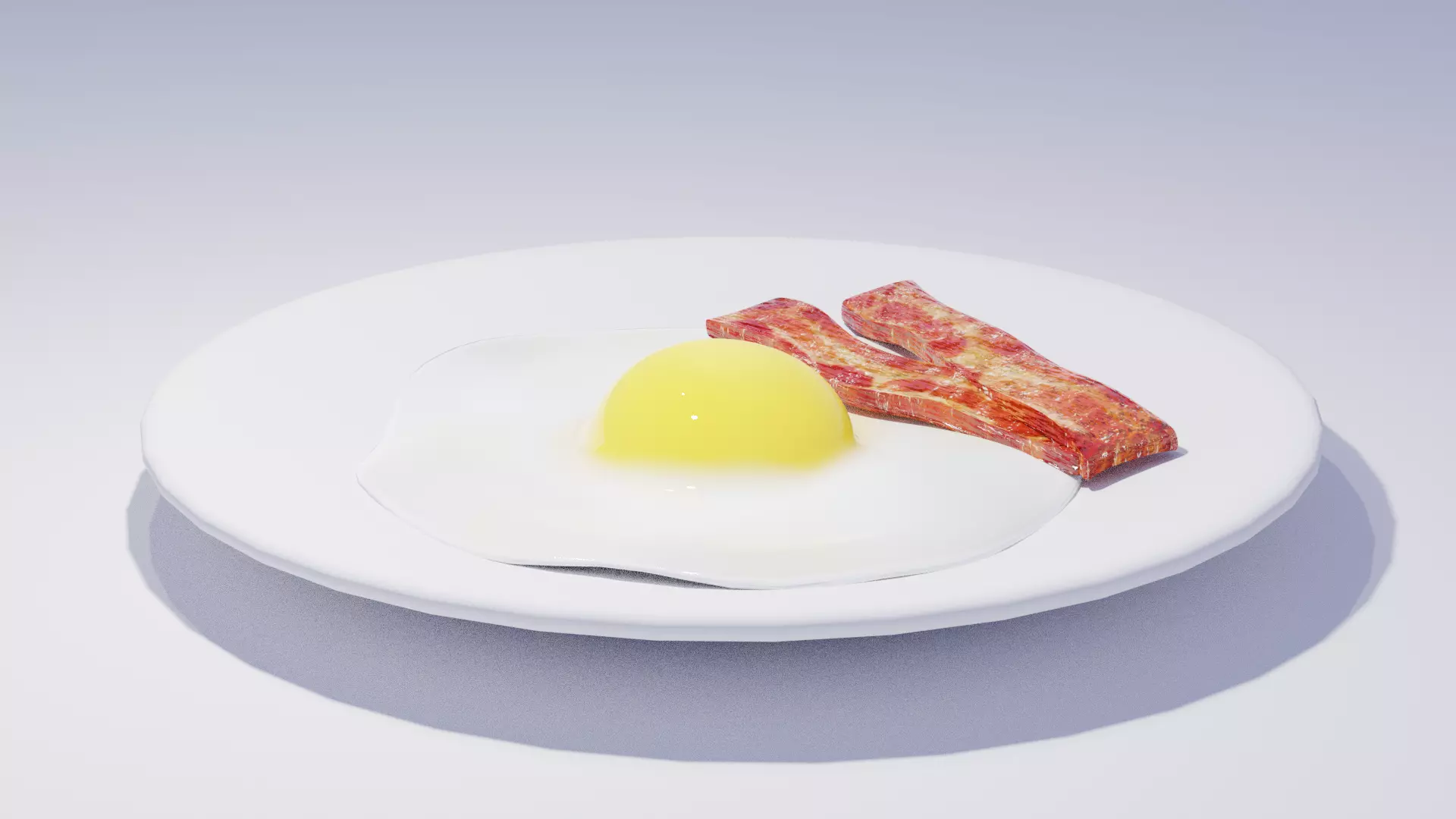 Breakfast plate with eggs and bacon Free low-poly 3D model_0