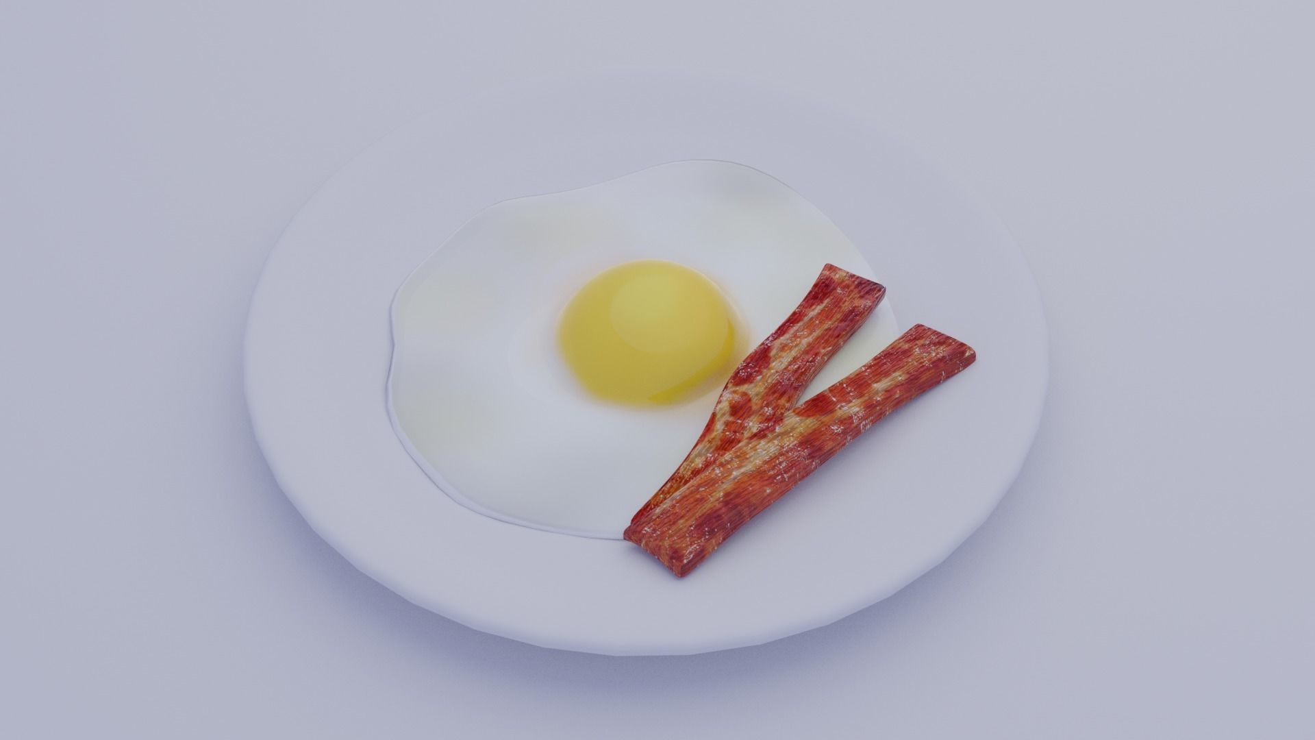 Breakfast plate with eggs and bacon Free low-poly 3D model_2