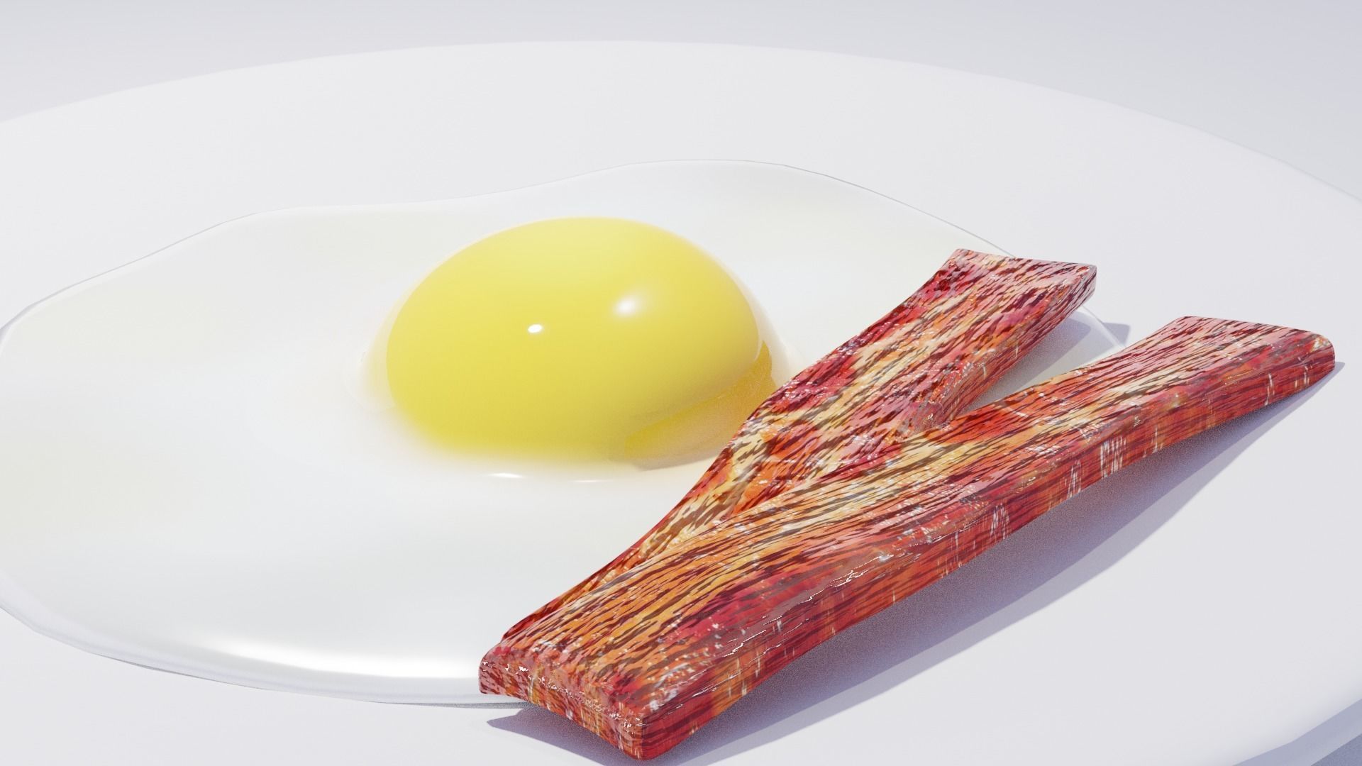 Breakfast plate with eggs and bacon Free low-poly 3D model_1