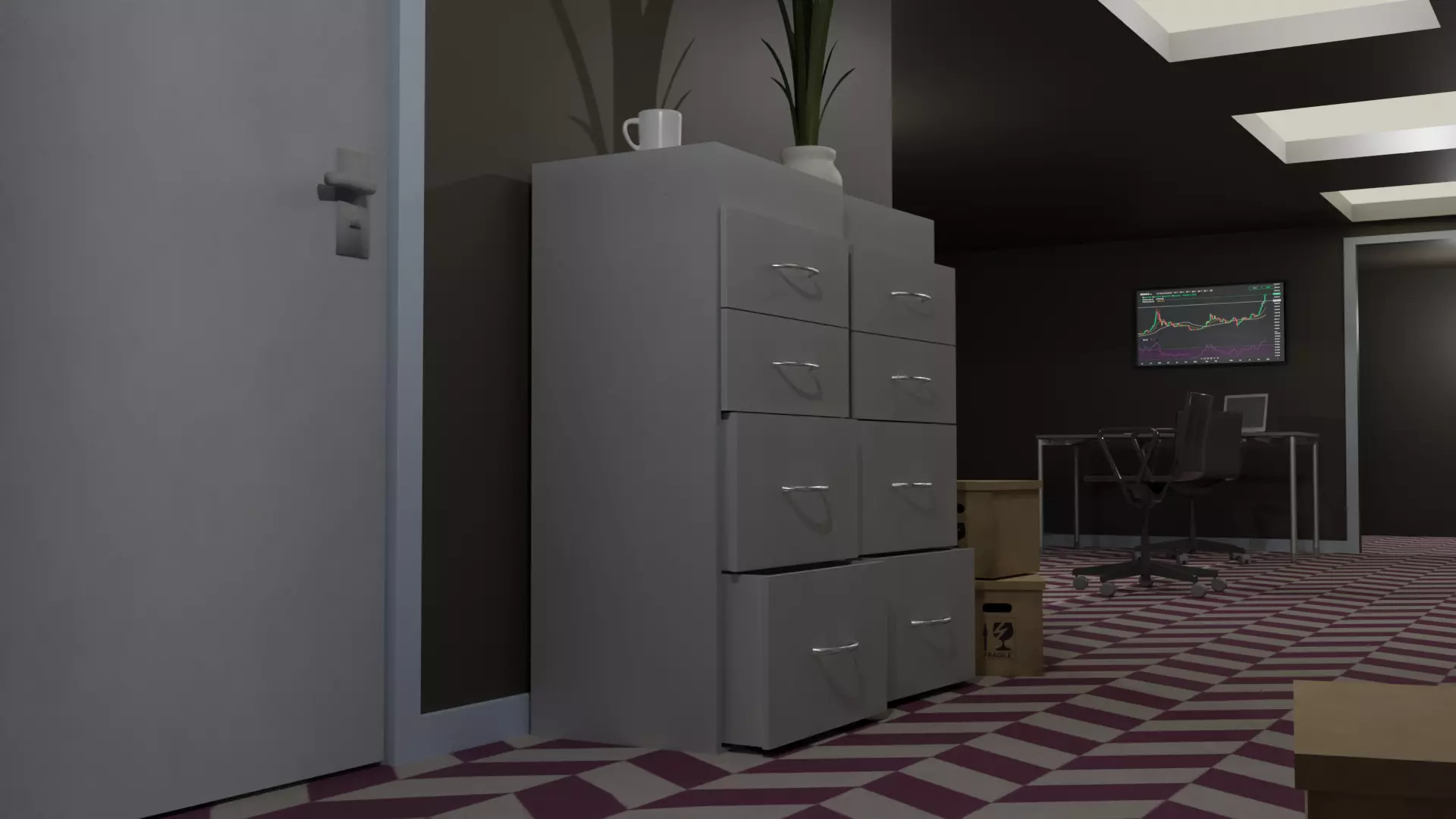 Office cabinet Free low-poly 3D model