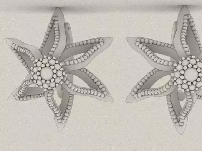 diamond cluster flower earrings stl file verified