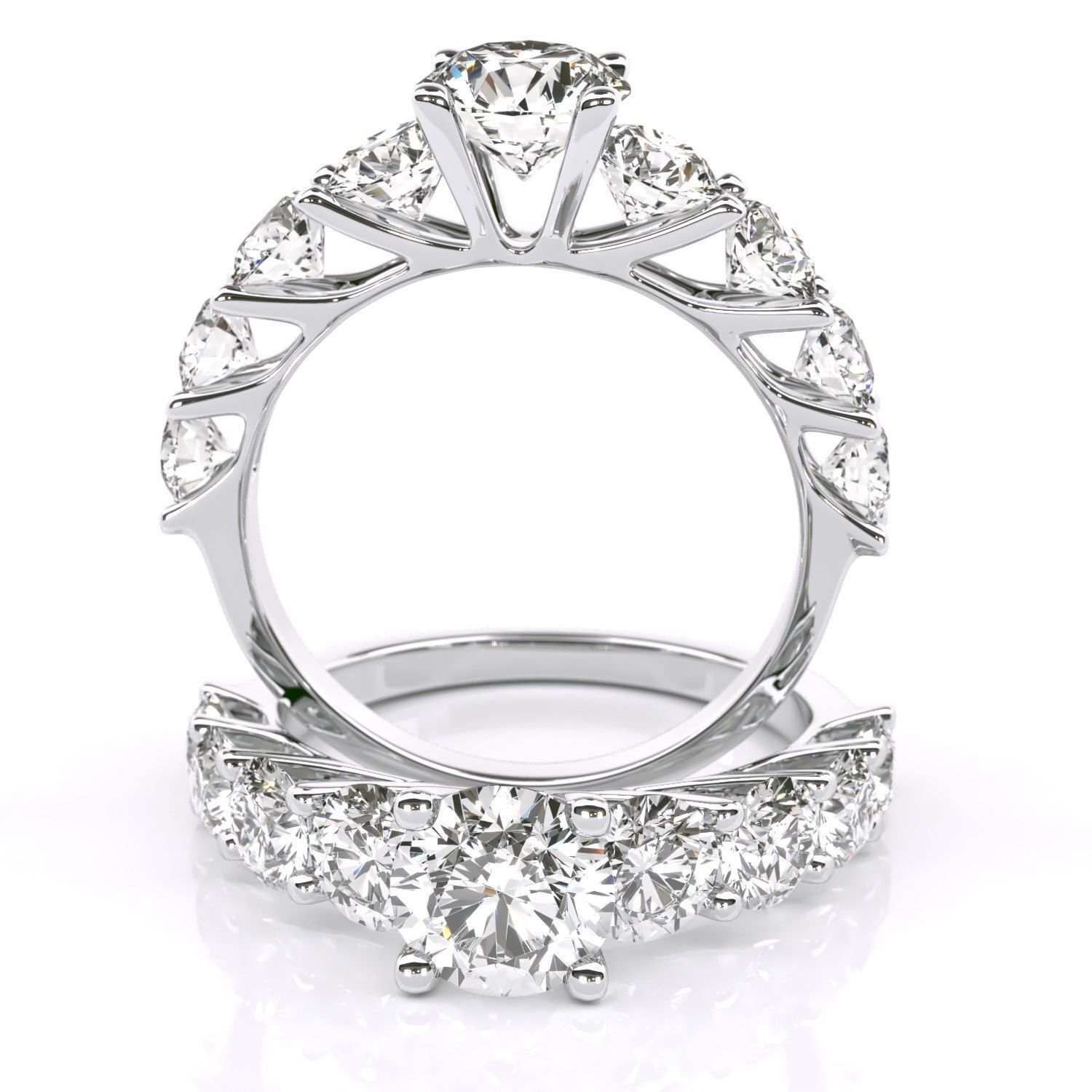 Round stone diamond ring engagament 3D print model_4