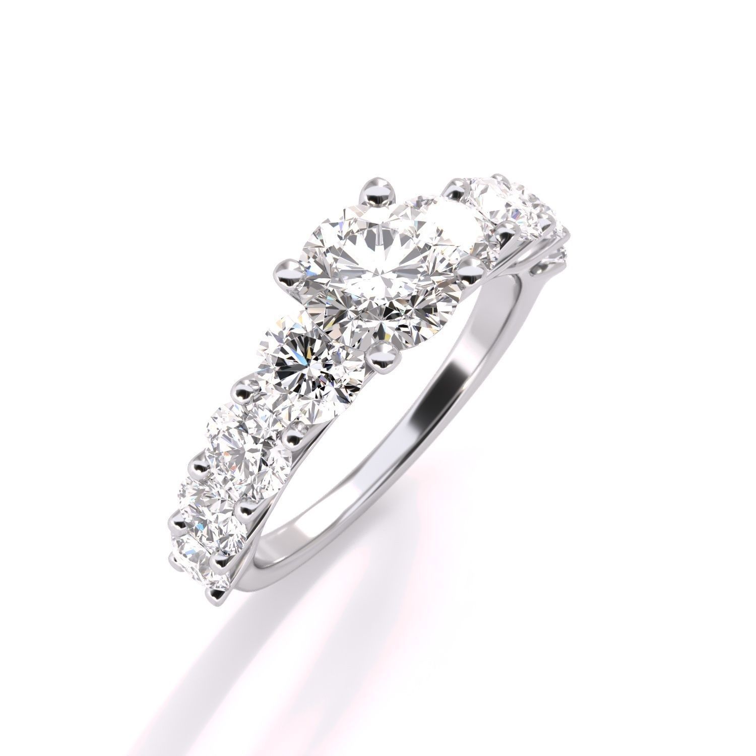 Round stone diamond ring engagament 3D print model_6