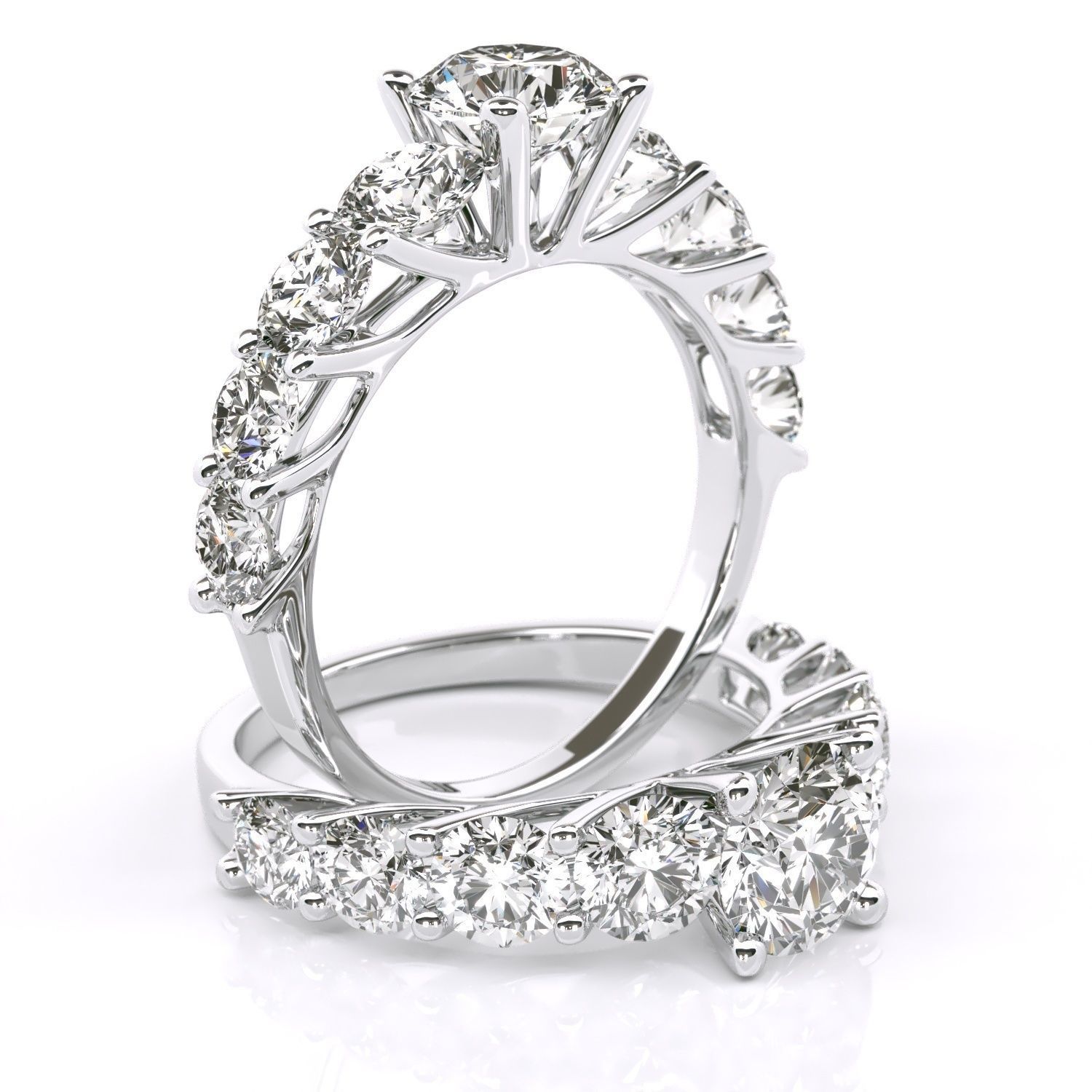 Round stone diamond ring engagament 3D print model_5