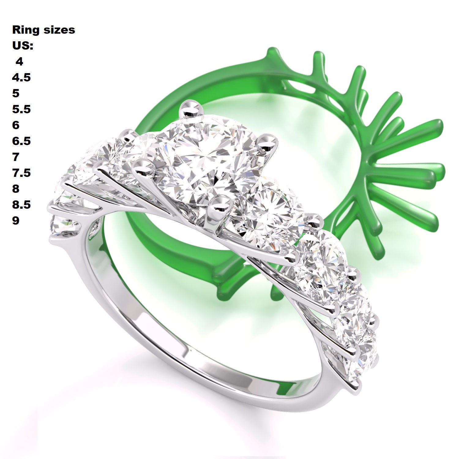 Round stone diamond ring engagament 3D print model_18