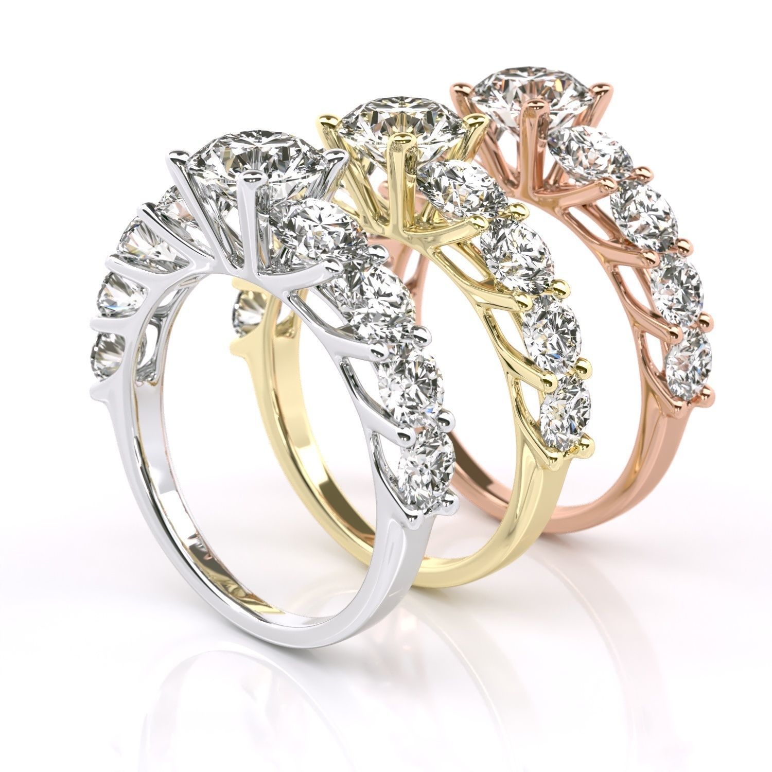 Round stone diamond ring engagament 3D print model_1