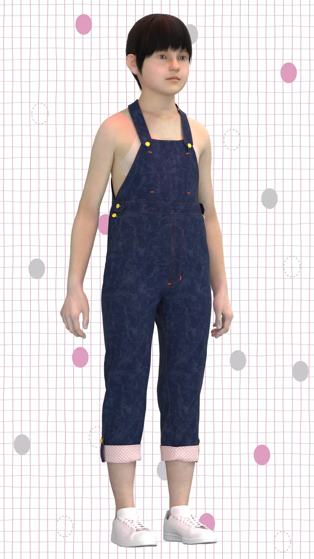 Girls Denim Dungaree Low-poly 3D model