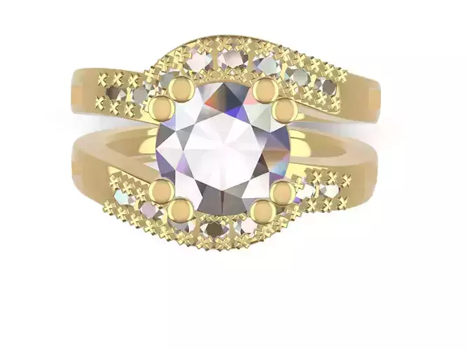 Grandeur engagement ring 4 sizes  stl file verified 3D print model