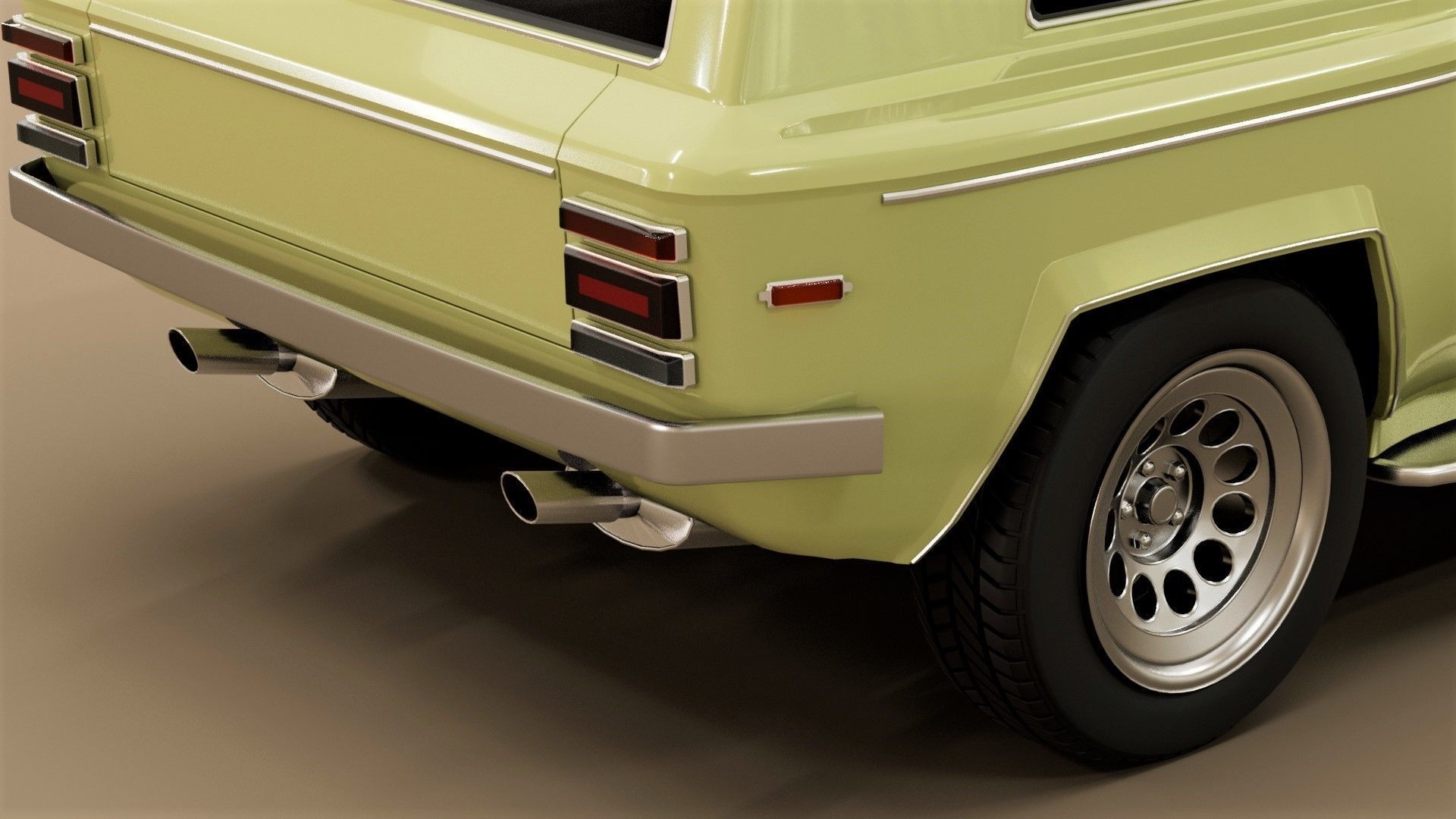 70s generic SUV Low-poly 3D model_9