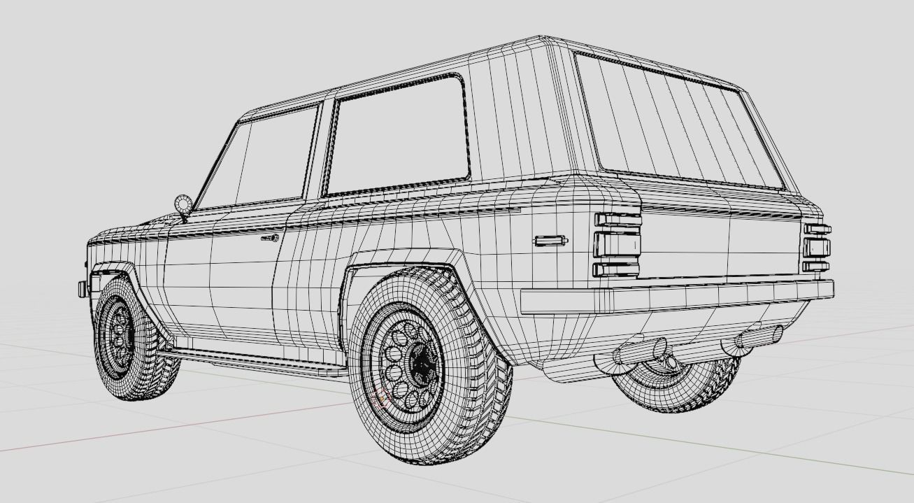 70s generic SUV Low-poly 3D model_21