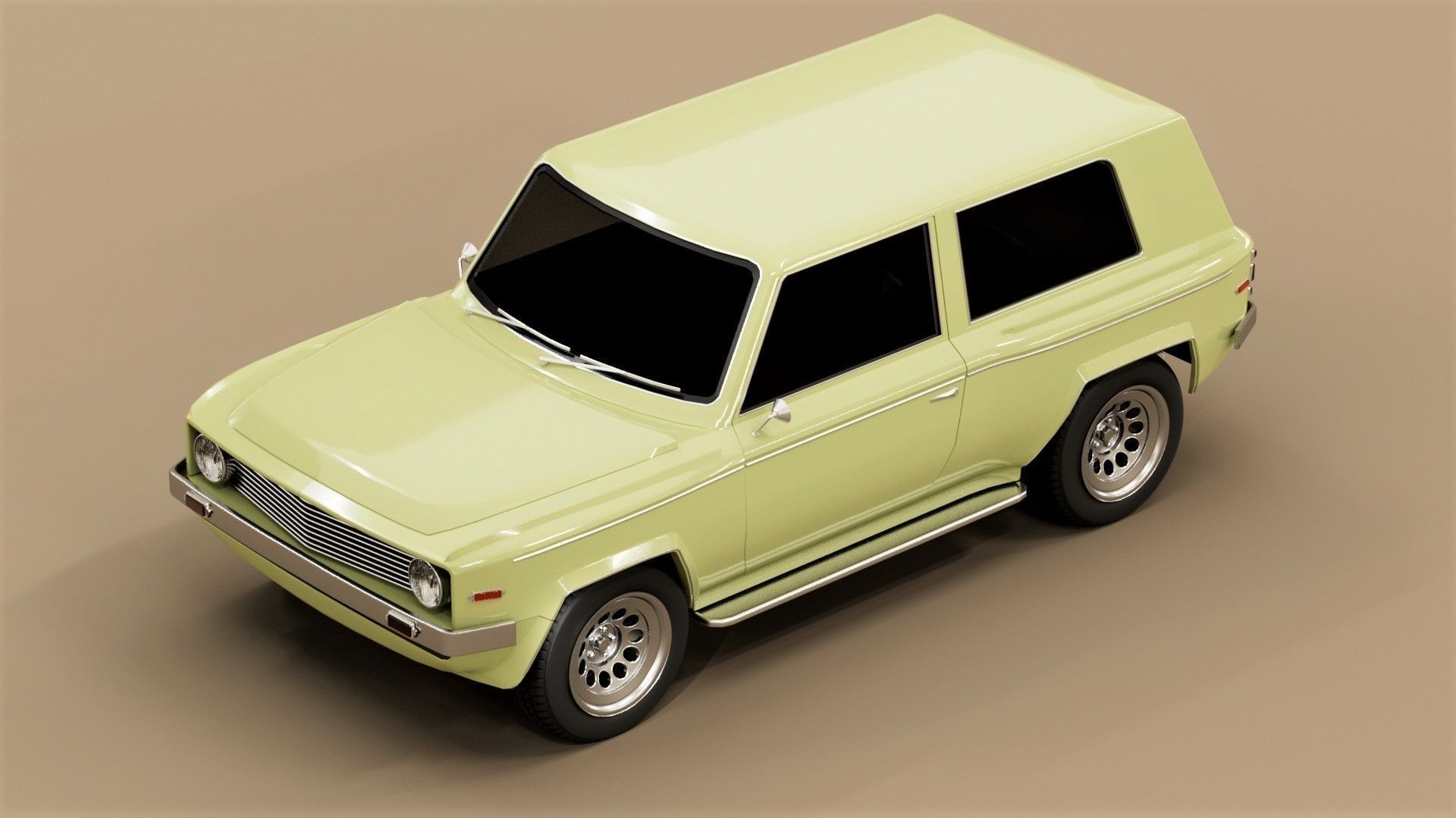70s generic SUV Low-poly 3D model_5