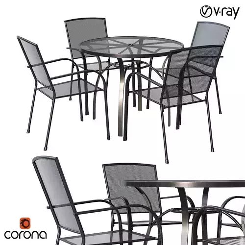 Brenner Round Long Dining Set 3D model