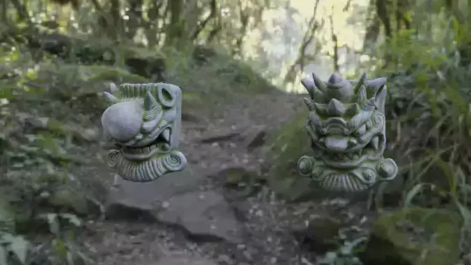 Japanese Building Rooftop Decoration Set 01