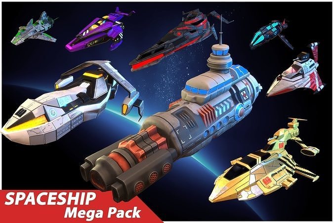 Stylized Spaceships Mega Pack Low-poly 3D model