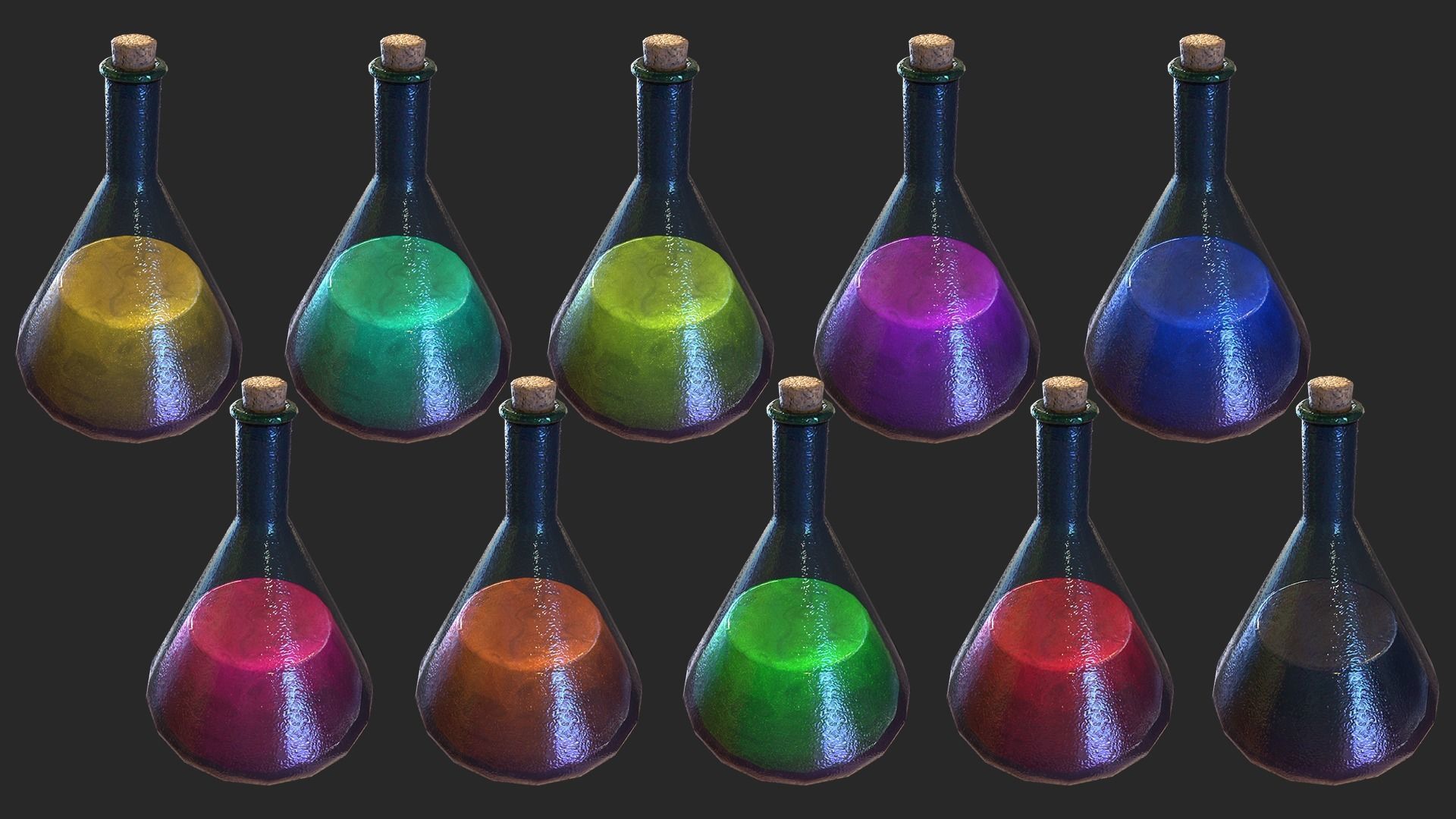 Health Potion Bottle Set  Low-poly 3D model_30